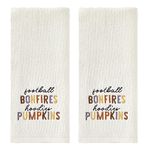 SKL Home Fall Football Bonfires Hoodies Pumpkins Hand Towel 2pc Set for Bath/Kitchen/Bar & Gift, Natural