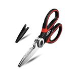 KISUOMAOYI Heavy Duty Kitchen Scissors, Sharp Kitchen Scissors Multipurpose Utility Stainless Steel Scissor, Kitchen Shears for Chicken, PoultryMeat, Vegetables, Herbs, BBQ,Bottle & Jar Opener（Red）