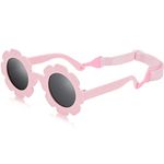 Hifot Baby Sunglasses with Strap, Cute Flower Polarized Sunglasses UV400 Protection for Infant Baby Girl Age 0-24 Months