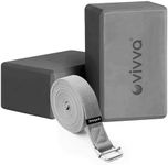 Vivva Yoga Blocks 2 Pack with Strap Non-Slip Extra Large 9 x 6X 4 inches, EVA Foam Yoga Brick with 250cm Yoga Strap to Improve Strength Balance for Yoga Pilates Meditation (Grey)