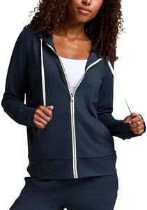 Awwena Women's Full Zip Athletic Hoodies Long Sleeve Relaxed Fit Workout Sweat Jackets with Thumbholes Midnight Heather X-Large