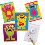 Baker Ross AX272 Monster Bunch Notepads - Pack of 12, Drawing Pads for Kids, Ideal Party Bag Filler