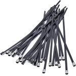 Black Metal Cable Ties Long, Heavy Duty Self-Locking Stainless Steel Zip Ties for Exhaust Heat Winding, Repairing Cages, Fence | 30pcs Matel Zip Ties 0.2 x 16"(5.5 x 400mm)