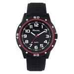 Ravel - Men's Black Cased Sports Watch with Colour Co-ordinated Bezel on Silicon Sports Strap - Analogue Quartz - RS004.03 - Black