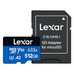 Lexar High-Performance 633x 512GB microSDXC UHS-I Card with SD Adapter (LSDMI512BBNL633A)