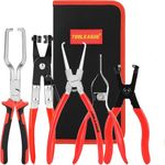 TOOLEAGUE Fuel Line Pliers Set 5Pcs, Hose Remover, 9" Fuel Filter Caliper, Hose Pipe Clamp Clip, Flat Hose Clamp Plier, 30 Degree Disconnect Pliers Set for Auto Maintenance with Storage Case