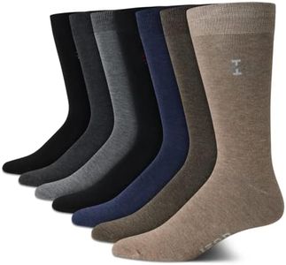 IZOD Men's Dress Socks - Lightweight Mid-Calf Crew Dress Socks (7 Pack), Brown/Grey/Black, 6-12.5