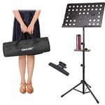 Music Stand IMAGE Sheet Music Stand Adjustable and Foldable Travel Metal Music Stand with Carrying Bag Music Tray and Music Sheet Clip Holder for Instrumental Performance