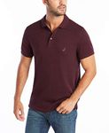 Nautica Men's Slim Fit Short Sleeve Solid Soft Cotton Polo Shirt, Shipwreck Burgundy Heather, Large