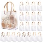 SJORHNUS 20 Pcs Clear Plastic Gift Bags with Handles,Small Reusable Plastic Gift Wrap Bags,Party Favor Bags for Wedding Birthday Baby Shower DIY(5.9 x 5.1 x 2.4 Inch)