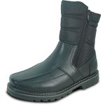 bravo! Men Waterproof Winter Boot DEAN-17 with Fur Lining and Double Zipper Black Men Size 9