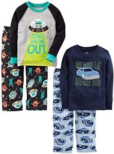 Simple Joys by Carter's 4-Piece Pajama Set (Cotton Top & Fleece Bottom) Pigiama, Auto/Spazio, 7 Anni Bambino