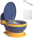 Potty Training Toilet, Realistic Potty Training Seat, Toddler Potty Chair with Soft Seat, Removable Potty Pot, Toilet Tissue Dispenser and Splash Guard, Non-Slip for Toddler& Baby& Kids