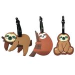 3 PCS Sloth Luggage Tags, Cute Silicone Luggage Tag with Name ID Card Funny Suitcase Label, ID Labels Handbag Tag Labels for Kids Women Men Boys Girls