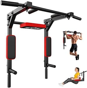 syzythoy Multifunctional Wall Mounted Pull Up Bar Chin Up bar,Dip Station for Indoor Home Gym Workout,Power Tower Set Training Equipment Fitness Dip Stand Supports to 440 Lbs