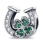 M&S Lucky Horseshoe Charm LuckFour Leaf Clover Charm Bead Pendant, 925 Sterling Silver Dangle Charm, Compatible With Pandora & European Bracelet �