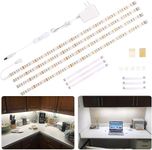 WOBANE LED Under Cabinet Lighting Kit,Under Counter Lighting,Flexible Under Cabinet Lights for Kitchen,Cupboard,Desk,Showcase,Shelf,6.6 Feet Rope Light Set,120 LED,1200lm,6000K White,4 Panel