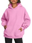 Trendy Queen Womens Oversized Hoodies Fleece Sweatshirts Long Sleeve Sweaters Pullover Fall Outfits with Pocket, Pink, Medium