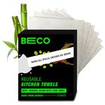 Beco Bamboo Kitchen Towels, 6 sheets Reusable upto 600 times, 100% Natural and Ecofriendly Alternative to Tissue Papers