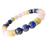 9Dzine Cancer Zodiac Crystal Bracelet (8mm) | Multicolor Beads Bracelet for Men & Women | Gemstones Reiki Natural Healing Crystal Birthstone Elastic Bracelet | Stone Bracelet for Spirituality, Energy