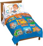 Jay Franco Blippi & Meekah Trucks Toddler Comforter Set - 4 Piece Blue Bedding Sheet Set & Pillow Cover - Super Soft Microfiber Bed Set