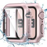 Tensea for Waterproof Apple Watch Screen Protector Case 40mm SE 3/SE 2nd Generation/SE/Series 6/5/4 Accessories, iWatch Protective PC Face Cover with Tempered Glass Film for Women Men, 40 mm