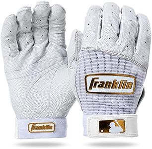 Franklin Sports MLB Baseball Batting Gloves - Pro Classic Batting Gloves for Baseball + Softball - Adult Men's + Youth Batting Glove Pairs - White + Gold - Adult Medium