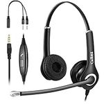 3.5mm Laptop Headset with Microphone Noise Cancelling, On-Ear Stereo PC Headphone for Computer Gaming PS4, Mobile Phone, Business Office Call Center Zoom Skype Teaching, Ultra Comfort, Clear Chat