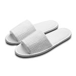 AhfuLife Echoapple 5 Pairs of Waffle Open Toe White Spa Slippers-Two Size Fit Most Men and Women for Spa, Party Guest, Hotel and Travel (White, 6/7.5 UK)