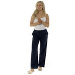 Style It Up Womens Ladies Linen Trousers Pants Summer Casual Holiday Beach Chino Khaki Cargo (Navy, UK 10)