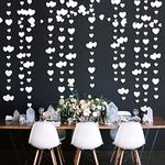 52 Ft White Heart Party Decorations Kit Double Sided Paper Hanging White Heart Banner for Birthday Wedding Engagement Bridal Shower Showcase Home Rome Garden Party Outdoor Decorations (4 Packs)