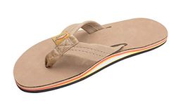 Rainbow Sandals Men's Premier Leather Single Layer Wide Strap with Arch, Sierra Brown/Rainbow, Men's XX-Large / 12-13.5 D(M) US