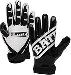 Battle Sports Ultra-Stick Wide Receiver Football Gloves - Adult & Youth Football Gloves - Youth Medium, Black/White