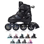 meteor Inline Skates Children's Kids Inliners Roller Skates Roller Blades ABEC 7 Carbon Children's Inline Skates Adjustable Shoe Size (Black, M 34-37)