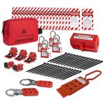 TRADESAFE Electrical Lockout Tagout Kit - Hasps, Clamp on and Universal Multipole Circuit Breaker Lockouts, Loto Tags, Plug Lockout, Loto Locks Set (2 Keys Per Lock) for Safe Electrical Lockouts