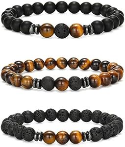 Senteria 3-6 Pièces 8mm Bracelet de Perles pour Hommes Femmes Bracelet en Pierre Naturelle Mala Agate Yoga Elatics Bracelet Oeil de Tigre Bracelet pour Hommes