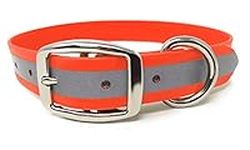 Regal Dog Products Medium Orange Heavy Duty Reflective Dog Collar with Durable Metal Buckle and D Ring | Adjustable, Chew Proof & Waterproof Dog Collar | Other Sizes for Small & Large Dogs