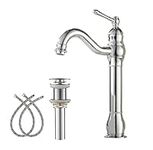 Bathroom Vessel Sink Faucet Tall Chrome 360° Swivel Single Handle with Pop Up Drain Assembly Without Overflow Lavatory One Hole Lever Bowl Sink Faucet Baisn Mixer Tap Commercial