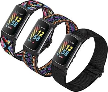 3 Pack Adjustable Elastic Watch Band Compatible with Charge 5 Bands for Women Men, Stretchy Sport Loop Band Soft Nylon Wristband Accessories for Charge 5 Fitness & Health Tracker