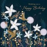 Female Birthday Card for Her - General Card for Women - Flowers and Hummingbirds Design - Special Finishes - Made in the UK - Eco-Friendly