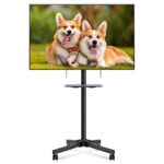 XINLEI Mobile TV Stand on Wheels with Extra Large Shelf, Portable TV Trolley for 21-60 inch Flat Curved TVs up to 35kg, Height Adjustable Tall Rolling TV Stand on Casters, Max VESA 400x400mm ML55A