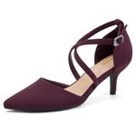 Greatonu Womens Ladies Low Mid Heel Pointed Toe Pumps Wedding Office Work Court Shoes Size Burgundy UK 5.5