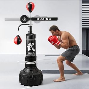 GENKI Boxing Speed Bag Balls Set Freestanding Punching Station Gloves Reflex Spinning Bar Equipment Kickboxing Punchbag Stand Heavy Home Gym MMA Training