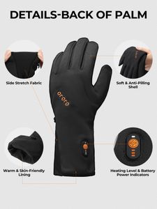 ORORO Heated Glove Liners, Black, Medium – Rechargeable Thermal Gloves