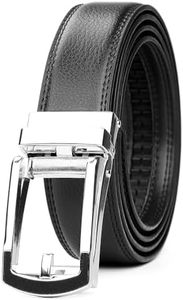 WERFORU Leather Ratchet Belt for Men Perfect Fit Waist Size Up to 50 Inches with Automatic Buckle
