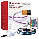 Honeywell 16.4ft Indoor LED Strip Light - Color Changing RGB, Motion Activated with Remote Control - for Bedroom, Kitchen, Dorm, Game Room, Cabinets, Etc - Wall Plug 12 Volt No Battery