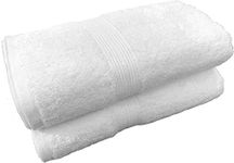 Trella 100% Cotton 2 Piece 500 GSM Large Cotton Bath Towel Set :: 140 x 70 cm (White White)