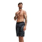 Speedo Mens Printed Bondi Basin Boardshort 20" Elastic Waist Swim Short - Rock Grey, Size - L