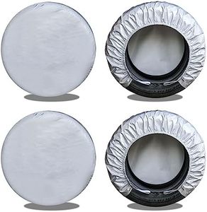 Kayme Rv Tire Covers Set of 4, Travel Trailer Camper Truck SUV Motorhome Waterproof Wheel Cover, Sun Rain Snow Protector, Fit 27-29 Inch Tire Diameter/Silver