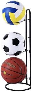 Tiita Basketball Ball Storage Rack, 3-Tier Garage Sport Equipment Organizer, Freestanding Ball Storage Holder Removable Vertical Display Stand for Volleyball, Soccer, Football & Basketball